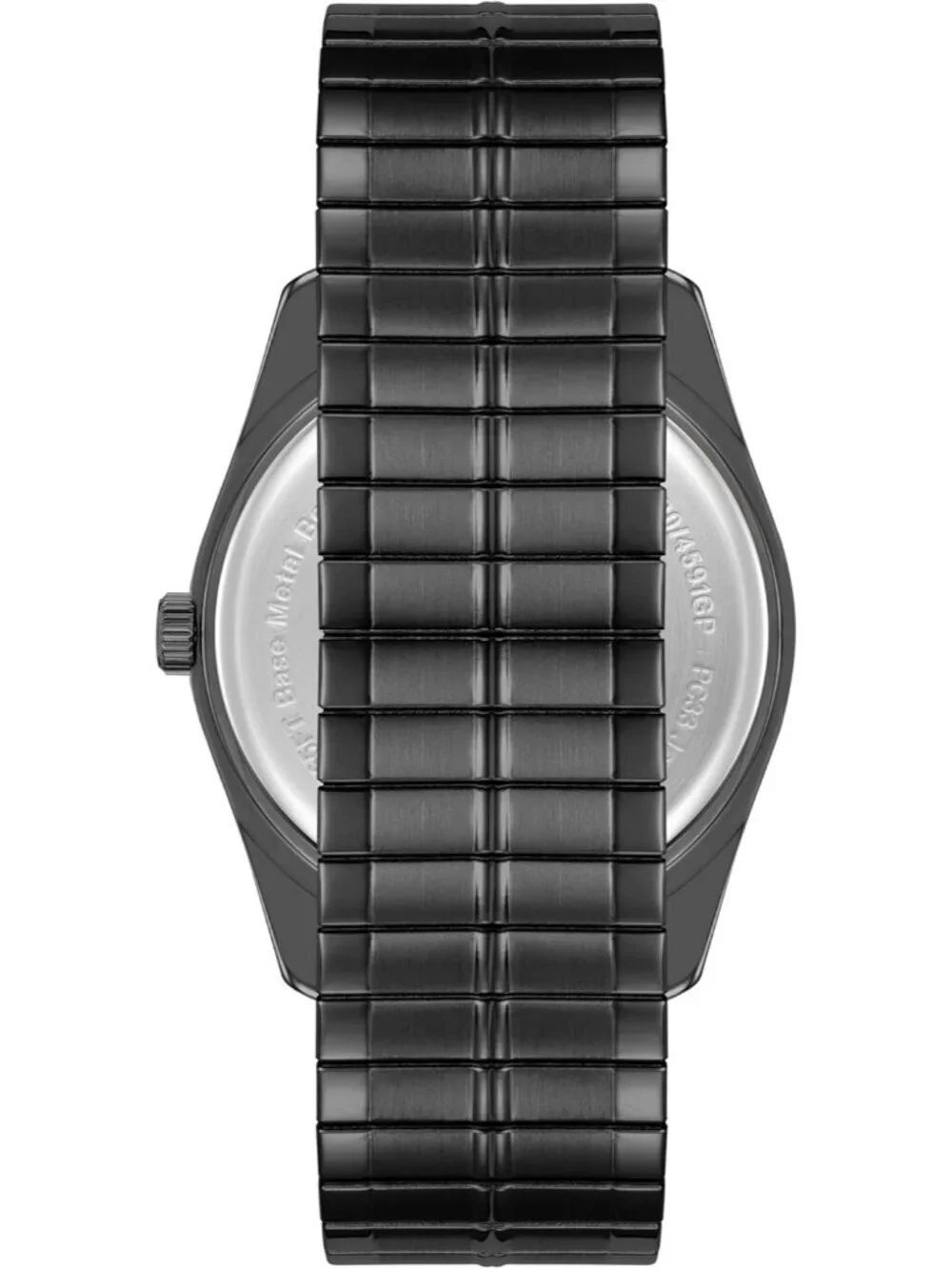 Mens All Black Analog Quartz Sunray Expansion Band Day-Date Function Round Watch